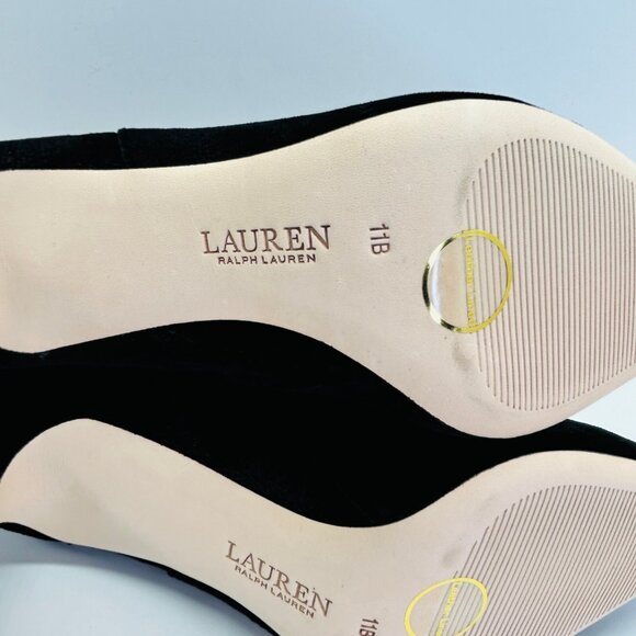 Lauren Ralph Lauren Lizie Velvet Ankle Boot Size 11B Suede Leather Black - Picture 11 of 16